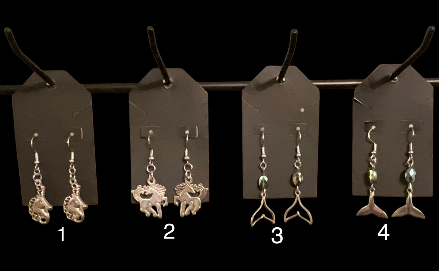 Unicorn and Mermaid Tail Earrings
