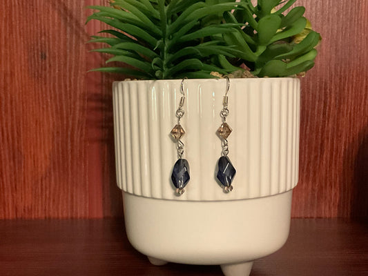 Blue Bead Dangle Earrings