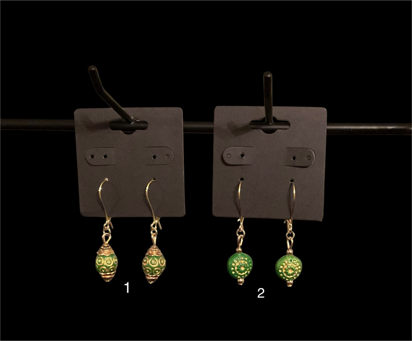 Wooden Bead Kidney Wire Earrings