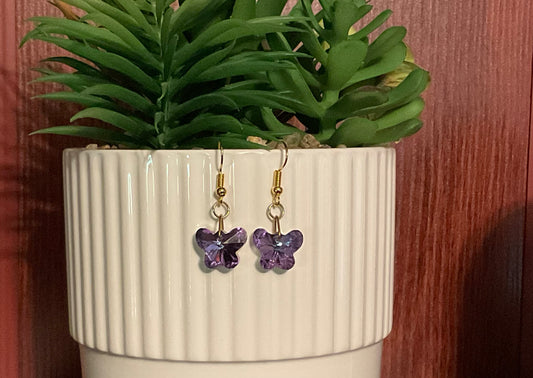 Purple Butterfly Earrings