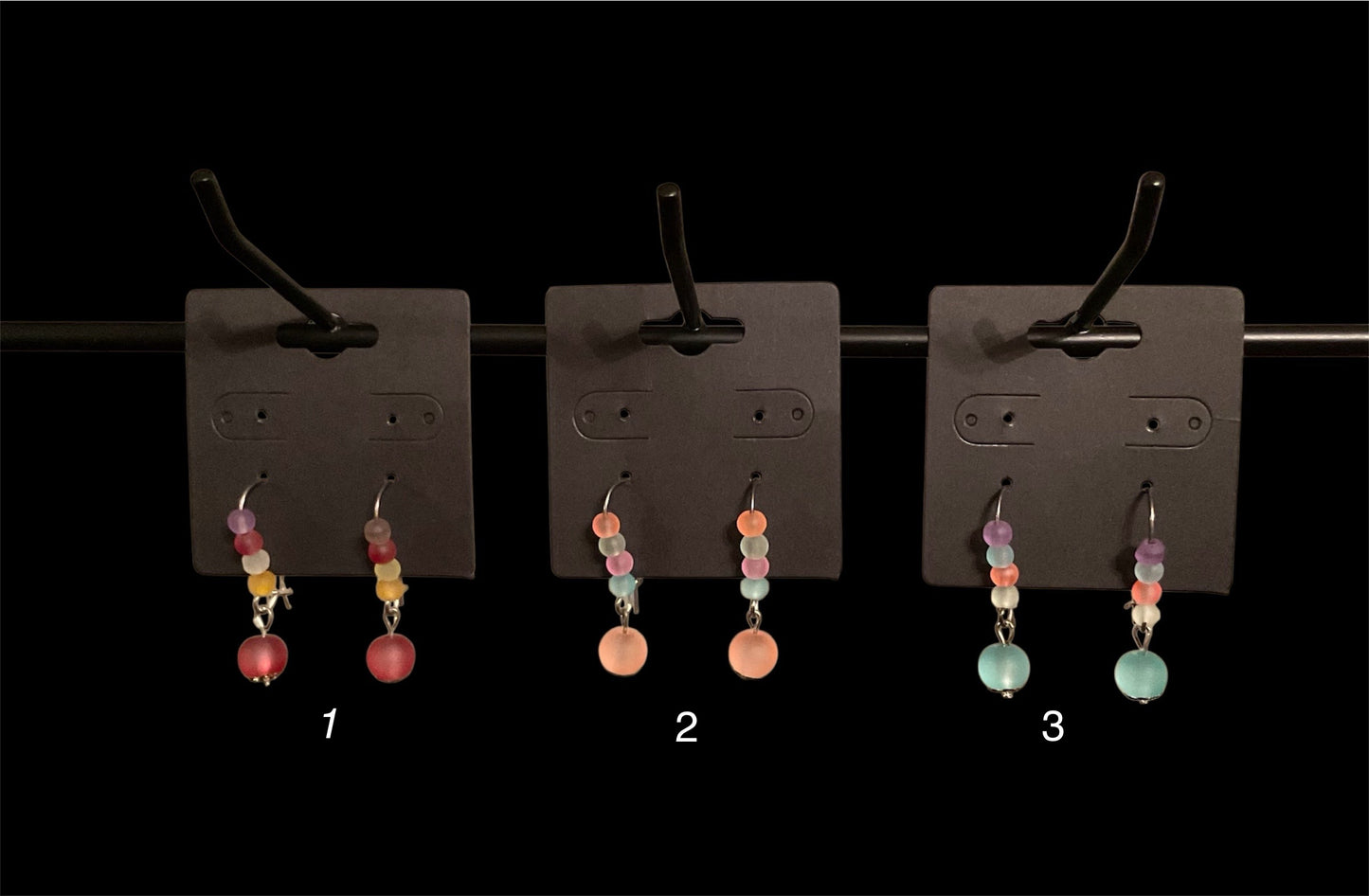 Multicolor Glass Kidney Wire Earrings