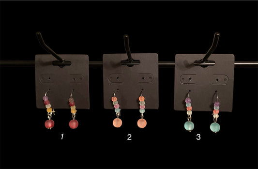 Multicolor Glass Kidney Wire Earrings