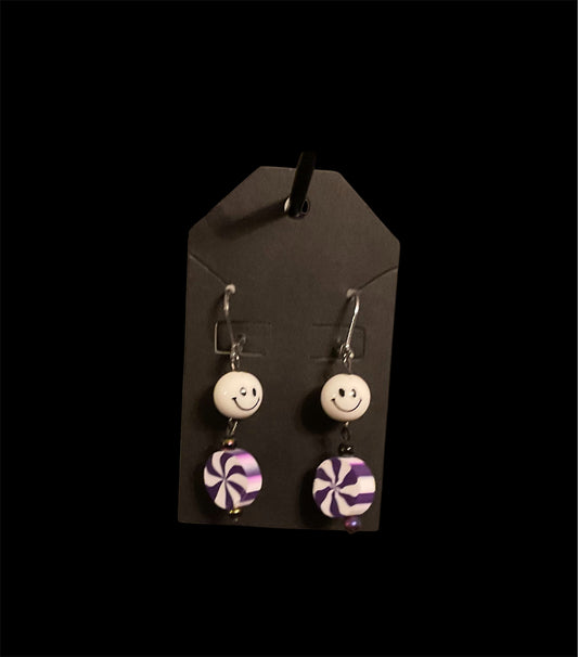 Smiley Face and Candy Lever Back Earrings