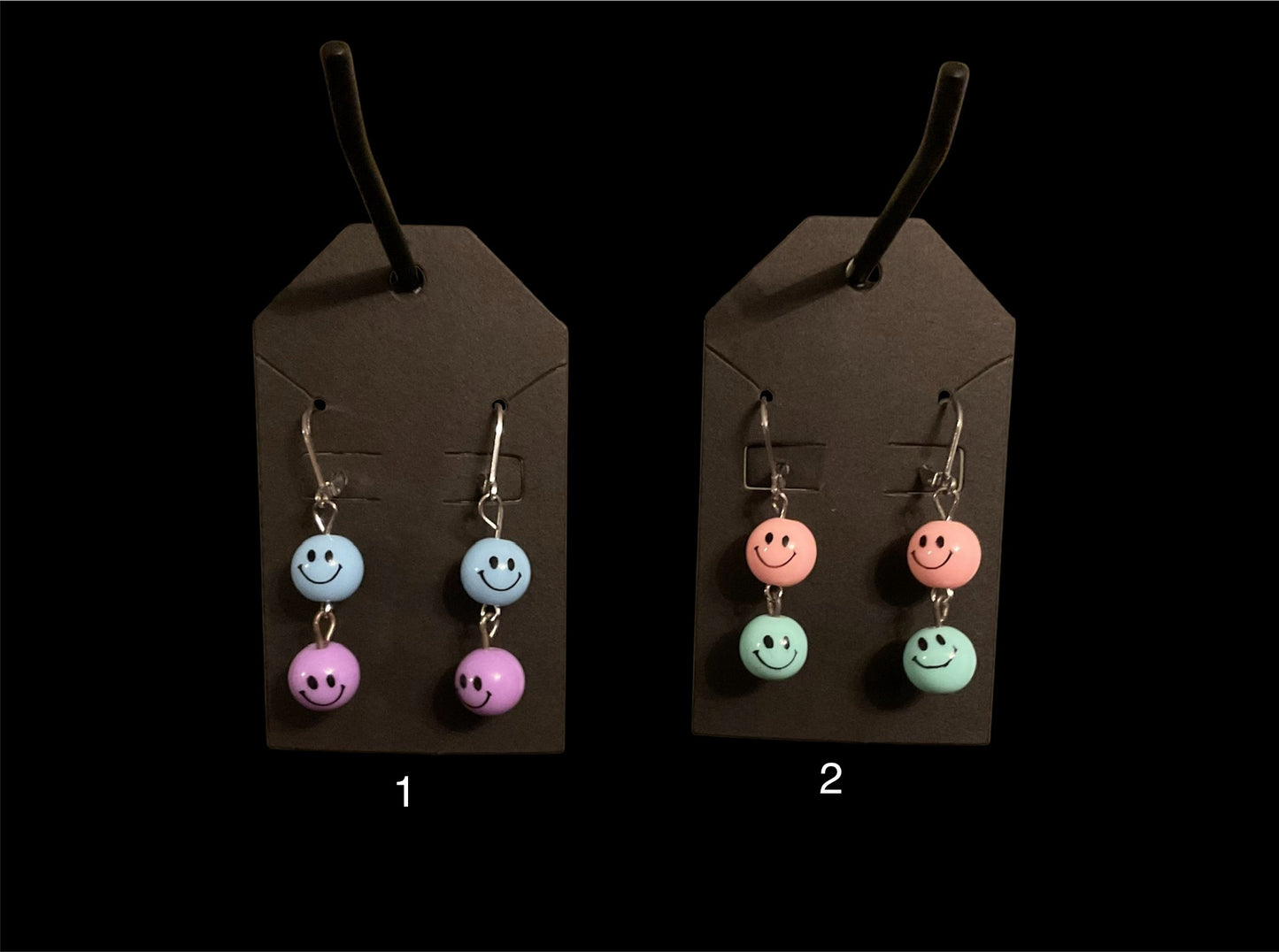 Smiley Face Bead Lever Back Earrings