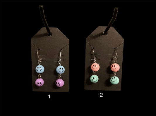 Smiley Face Bead Lever Back Earrings