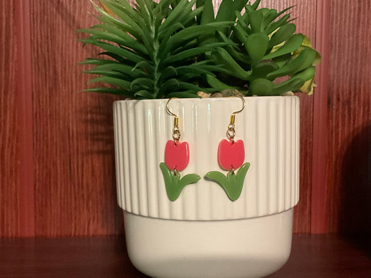 Pink Flower Earrings